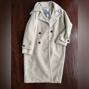 Universal Thread Cream Bouclé Double-Breasted Trench Coat